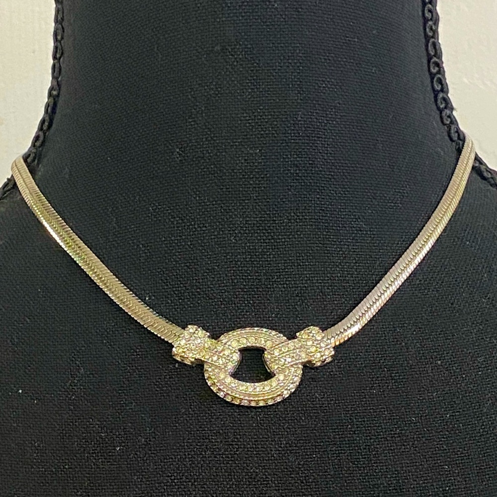 Gold-Tone Pave Circle Link Necklace - Women Jewelry